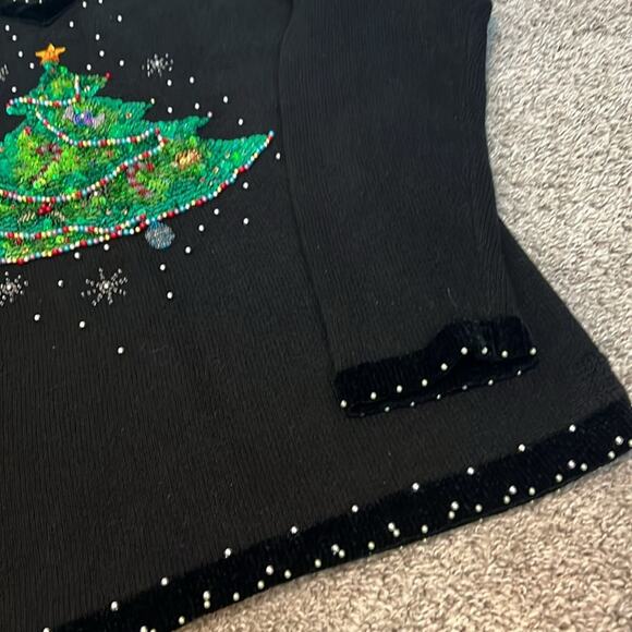 The Quacker Factory Sweater Woman’s‎ M Med Christmas Sequined Velour V-neck Cozy - Picture 7 of 16